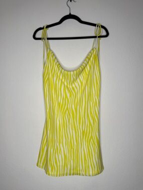 Endless Summer Teenie Mini Chartreuse Zebra Dress Tie Straps Lined NWT Size M